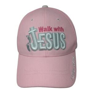 Walk With Jesus I Love Jesus Baseball Cap Pink One Size Adjustable Santo Caps